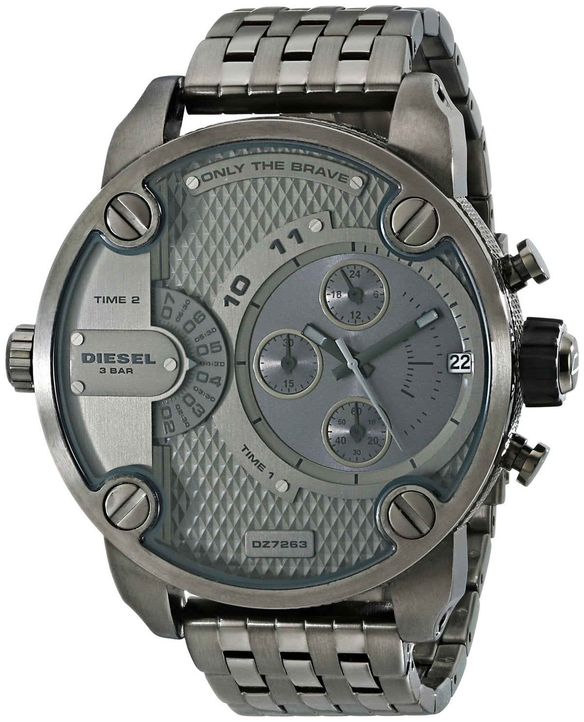 Diesel DZ7263 Little Daddy Dual Time Chronograph Men's Watch – Grey Dial & Stainless Steel Strap