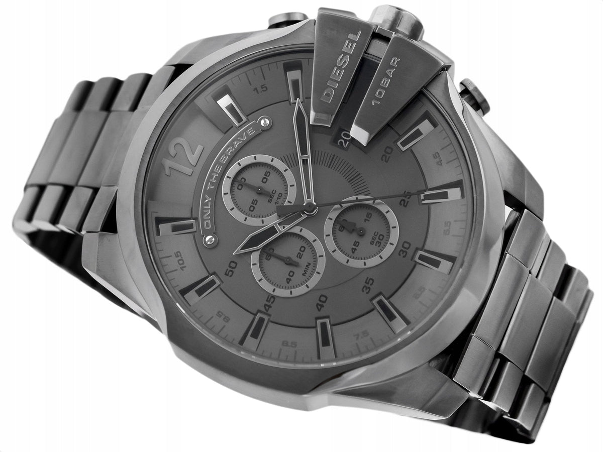 Diesel DZ4282 Mega Chief Chronograph Men's Watch – Grey Dial & Grey Stainless Steel Strap